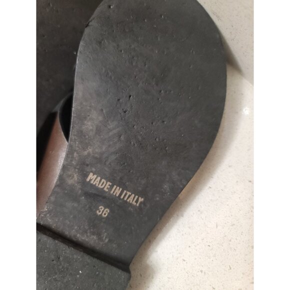 ANN MASHBURN Elegant Brown Slingback Criss Cross Leather Sandals EU 36 US 5.5 - Picture 5 of 7